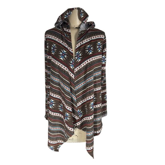 Sweet Claire Southwestern Aztec Front Open Hooded Cardigan Sz S - Picture 1 of 4